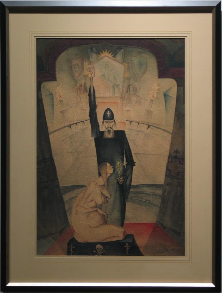 Priest with Pregnant Woman (1927) - Art by Paul Muller