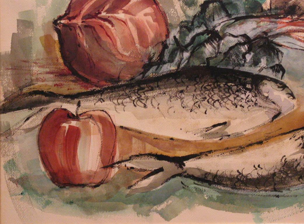 Still Life with Fish - Expressionist Art by Junji Yamashita