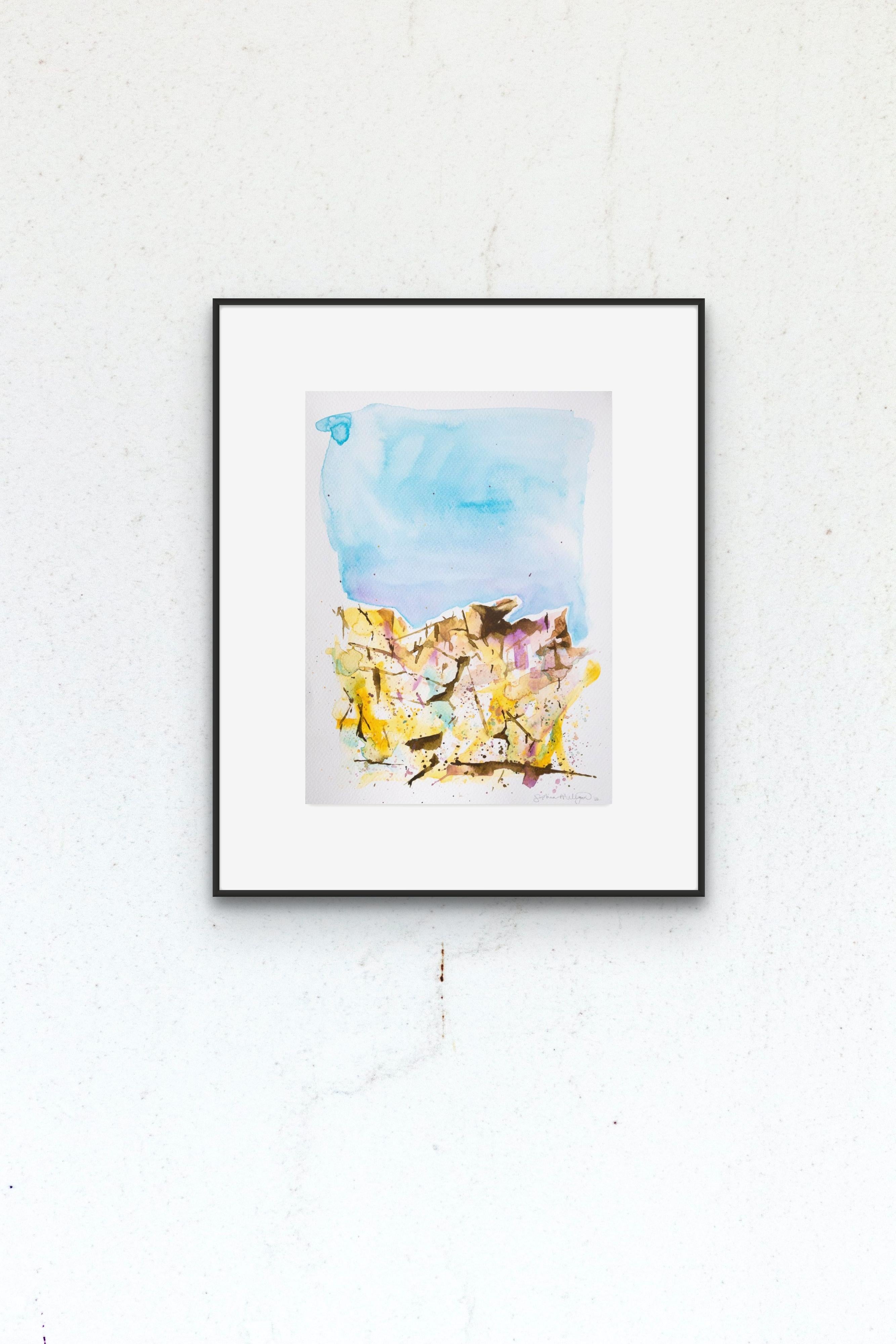 SOPHIA MILLIGAN
'Prye'
Original Artwork, Unframed
_________________

Plein air contemporary watercolour painting from the series 'Stone and Air'. 
A work in hot pastel colors reflecting the high summer heat on the sculptural forms of the ancient