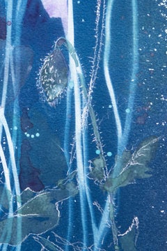 'Scarlet Dreams'. Contemporary painting poppies red white blue floral nature