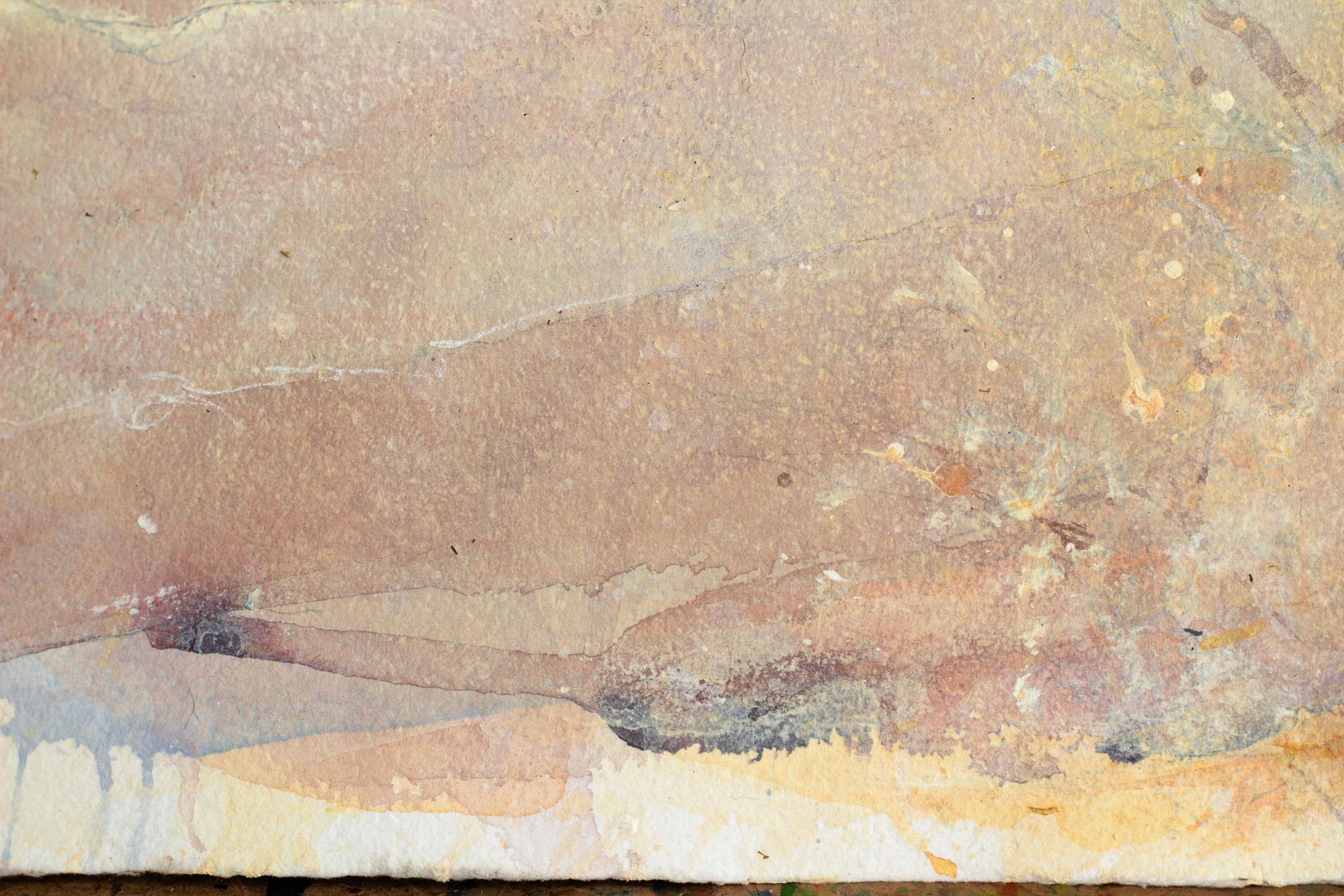 'Lugar de Encuentro (Montes de Malaga)' 
Original Artwork. Unframed
______________
The evening light is creating layered lines and meeting places in the mountains, that only exist in this afterglow. From a body of work that captures the sublimely