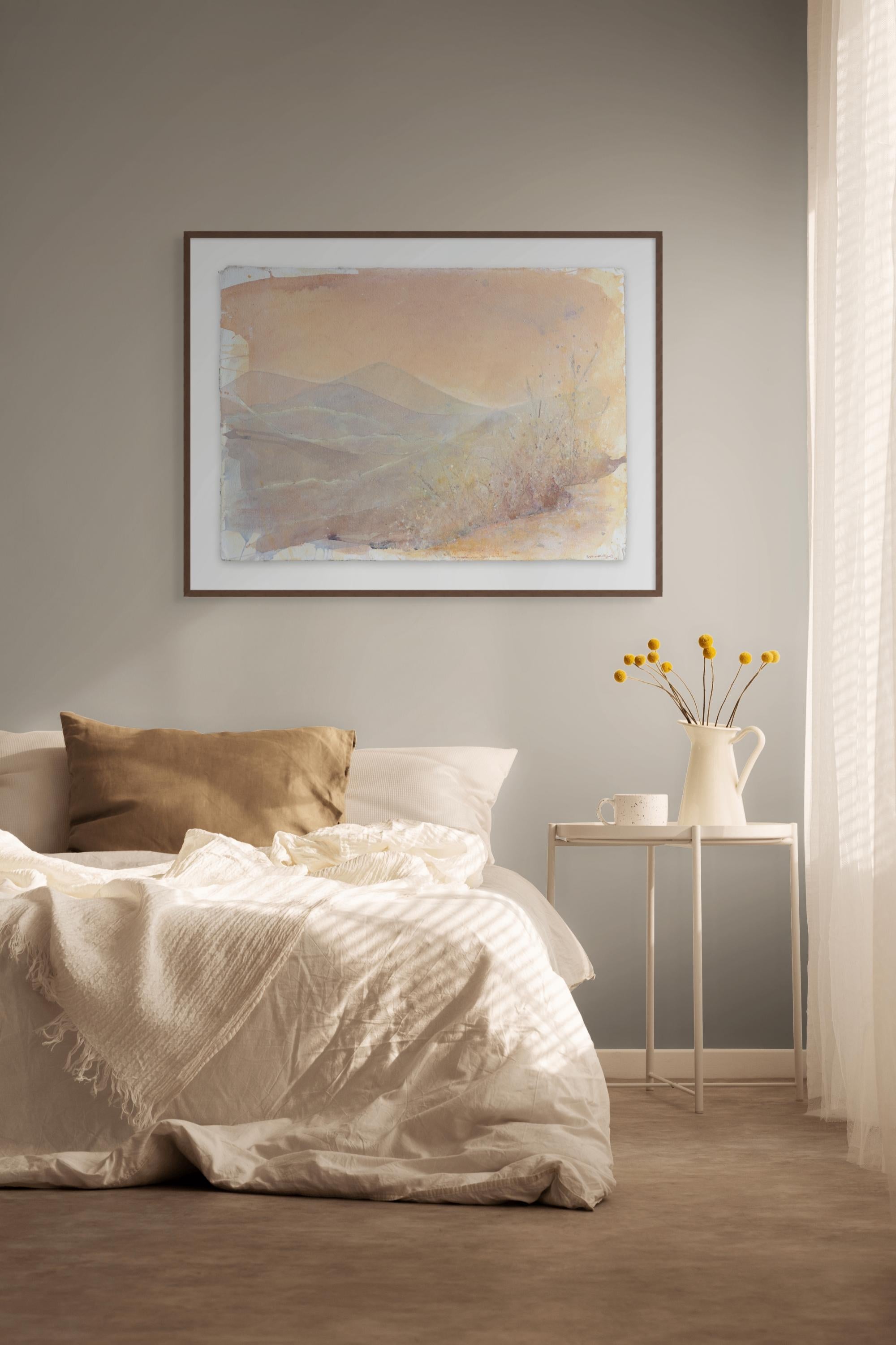 „Lugar de Encuentro“ Berge Landschaftsgemälde in neutralem Erdpastell im Angebot 7