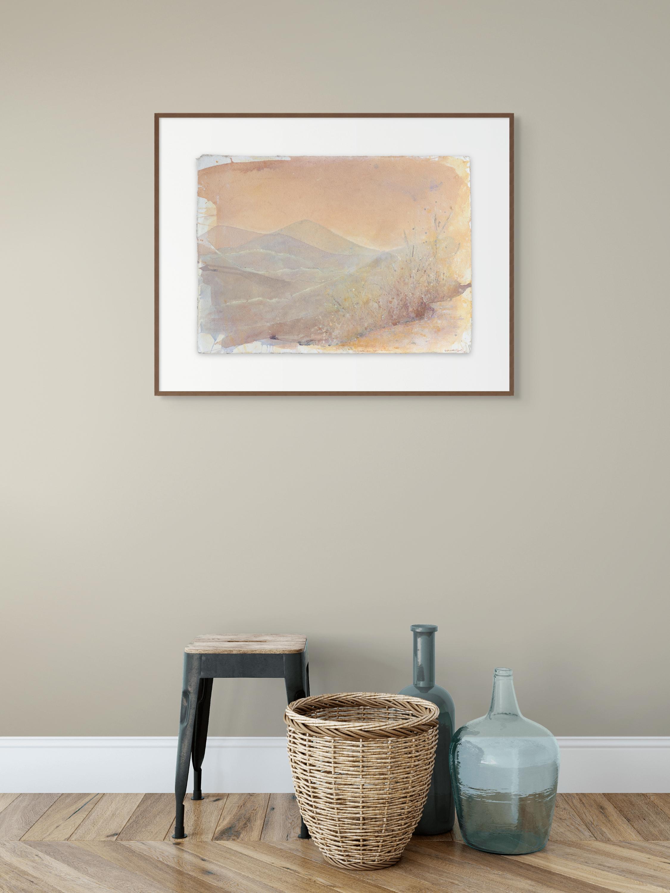 „Lugar de Encuentro“ Berge Landschaftsgemälde in neutralem Erdpastell – Art von Sophia Milligan