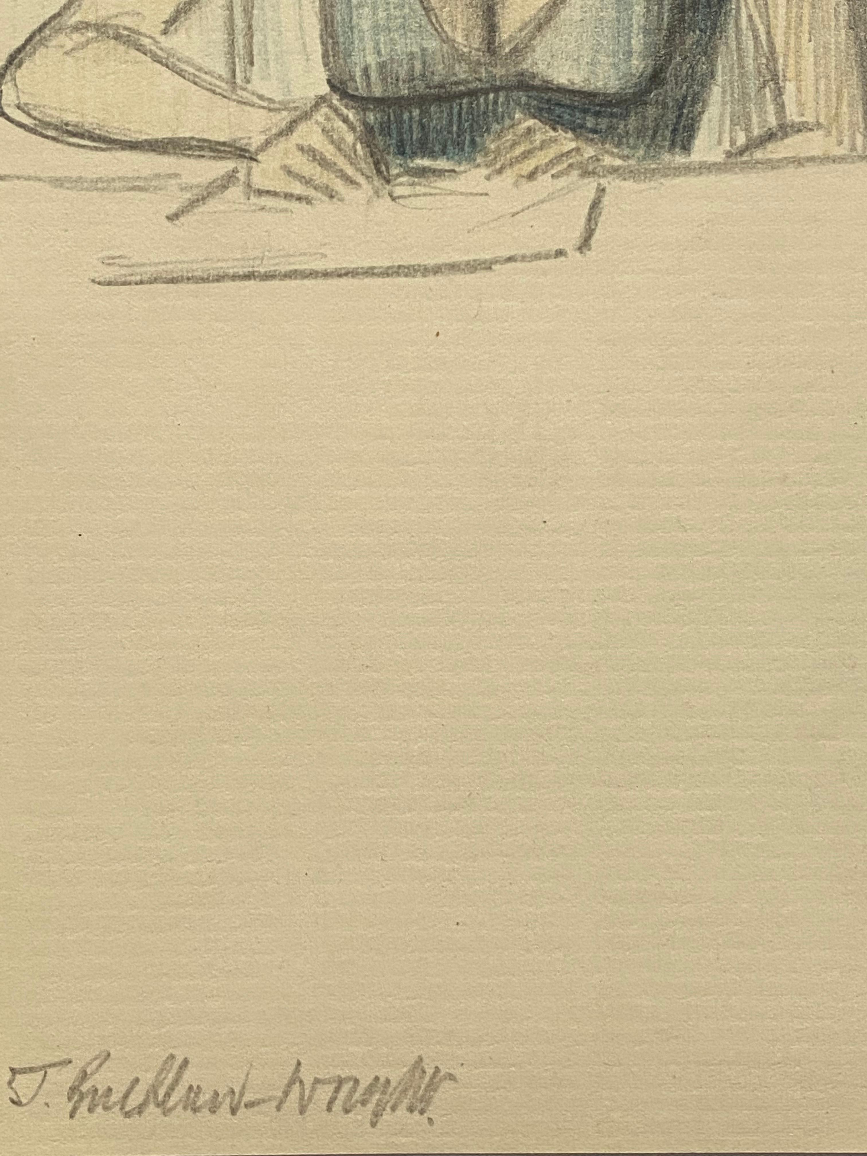 Untitled Drawing - Beige Portrait by John Buckland Wright 