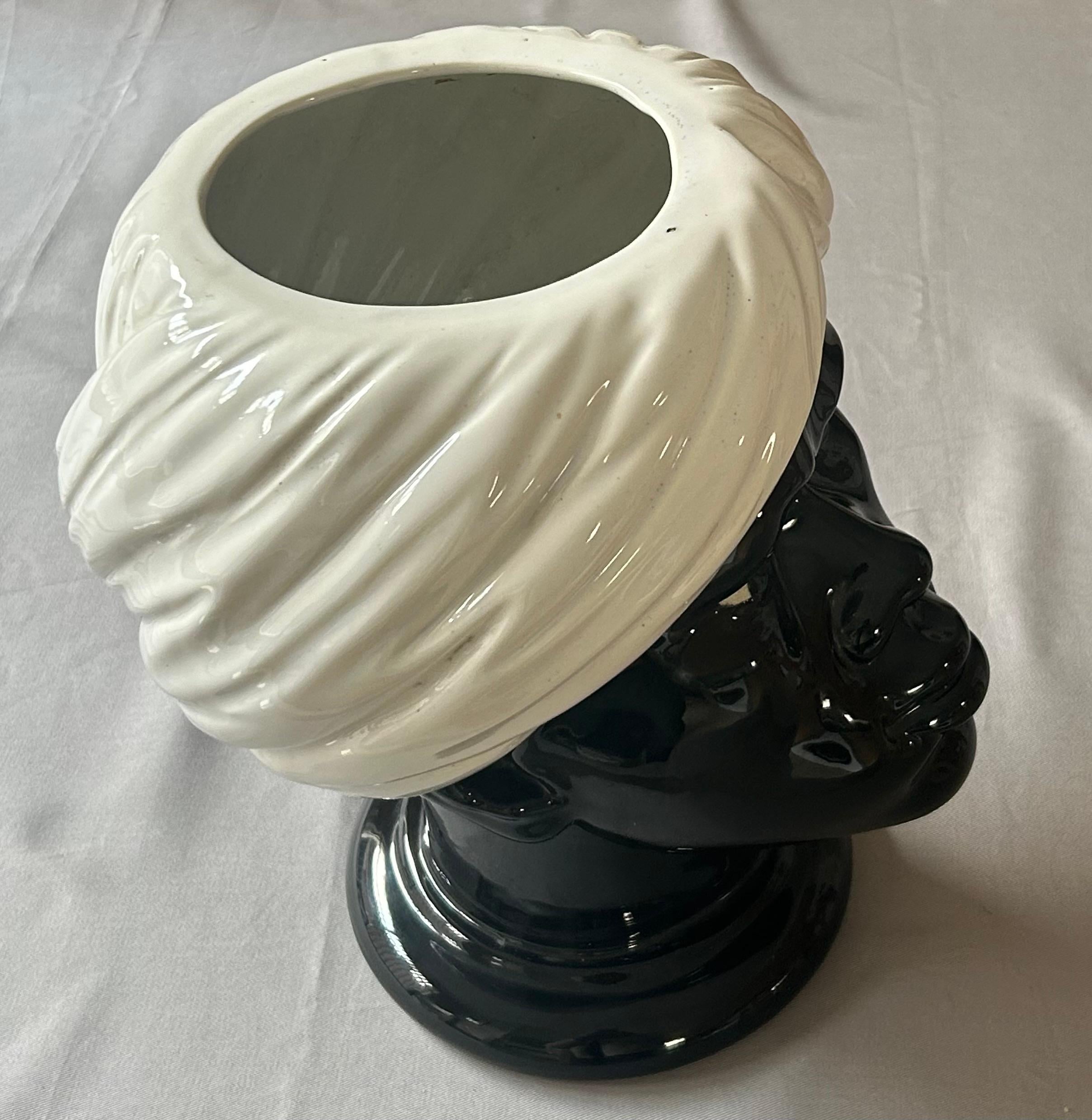 Italian Ceramic 'Testa di Moro' Vase or Jardiniere by Piero Fornasetti, Milan 1