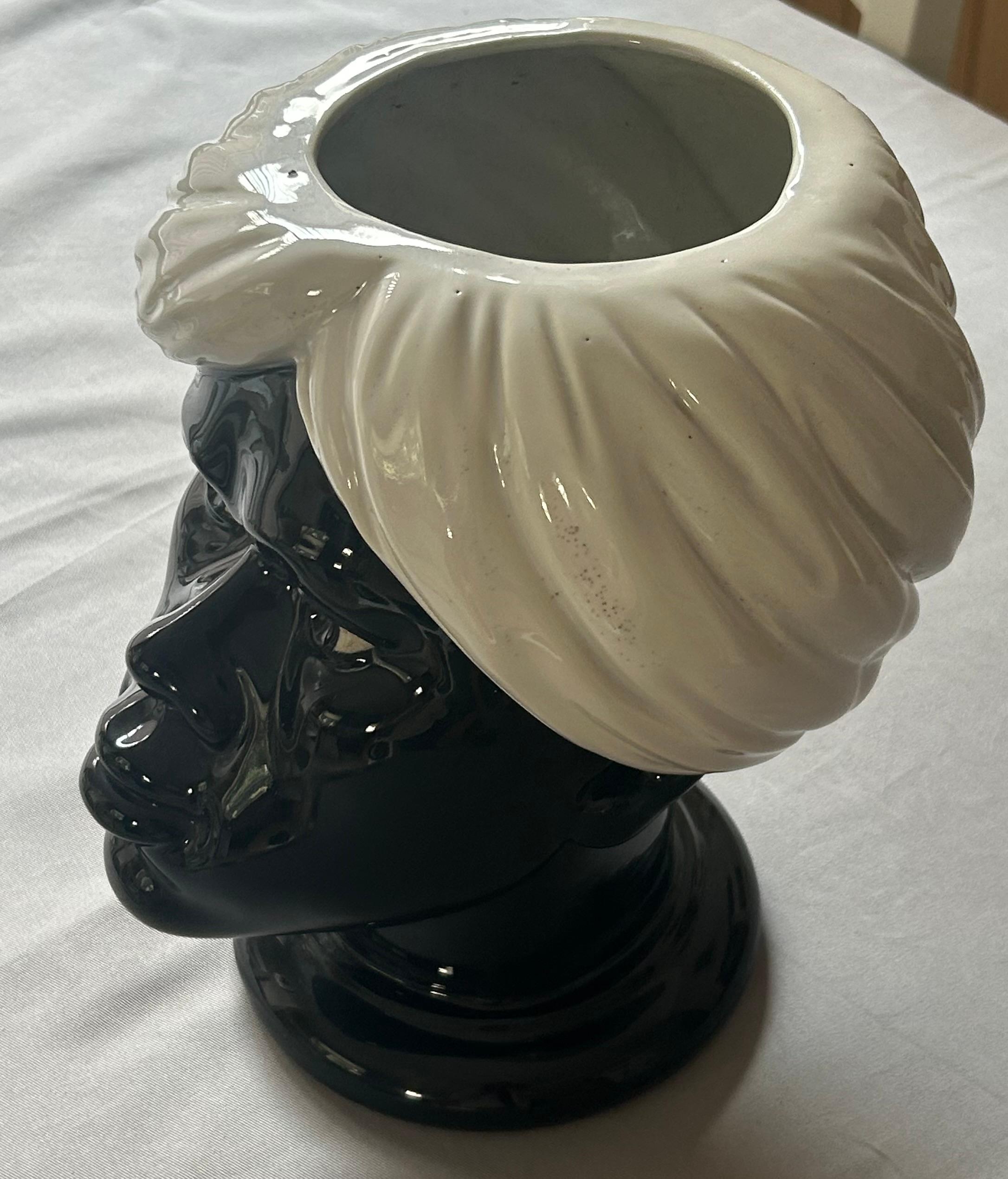 Italian Ceramic 'Testa di Moro' Vase or Jardiniere by Piero Fornasetti, Milan 3