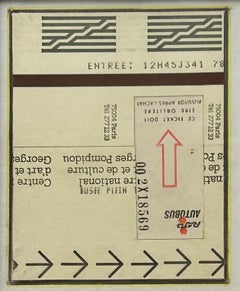 Entrada 12H Collage Abstracto Collage y Crayón, 1982, firmado, 10,3 x 9,20cm