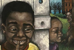 Escondite Dibujo al óleo Pastel, Contemporáneo, Londres Vida, 2000s