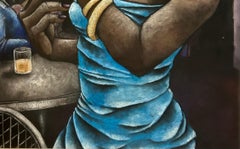 Club Singer Dibujo al óleo Pastel, Contemporáneo, Vida en Londres, 2000-2009