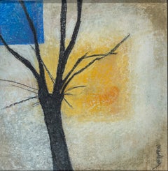 Untitled Crayon Drawing, American Modern Style, Framed, Circa 1950s