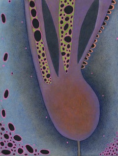 Pink and blue organic biomorphic drawing by Denise Sfraga - Brooding 2