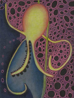 Contemporary surrealism octopus drawing by Denise Sfraga - Brooding 3