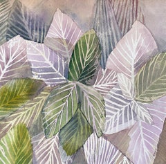 Plant Life #7 pink and green botanical watercolor still life