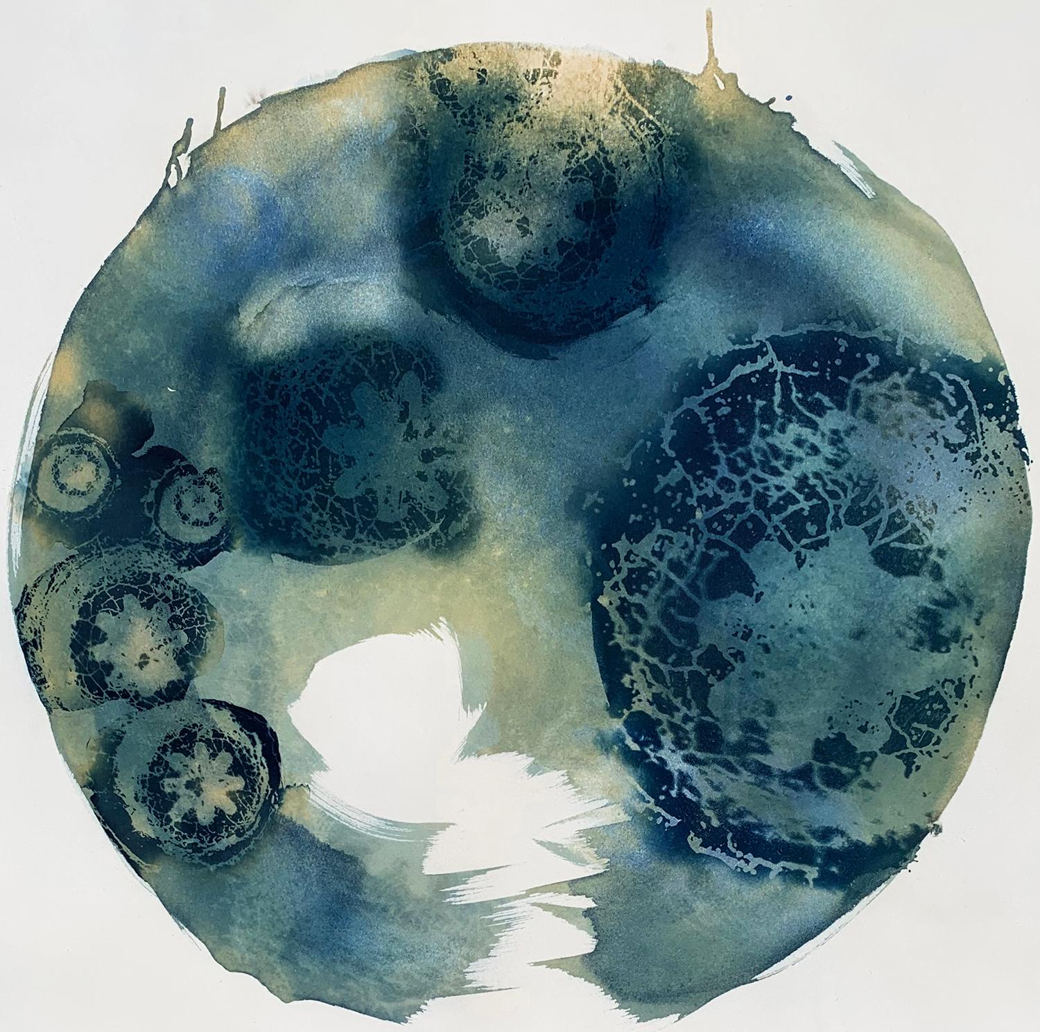 Laurey Bennett-Levy Abstract Drawing - Corridor 12, circular cyanotype