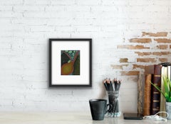 Contemporary organic drawing with green dots by Denise Sfraga - Brooding 1