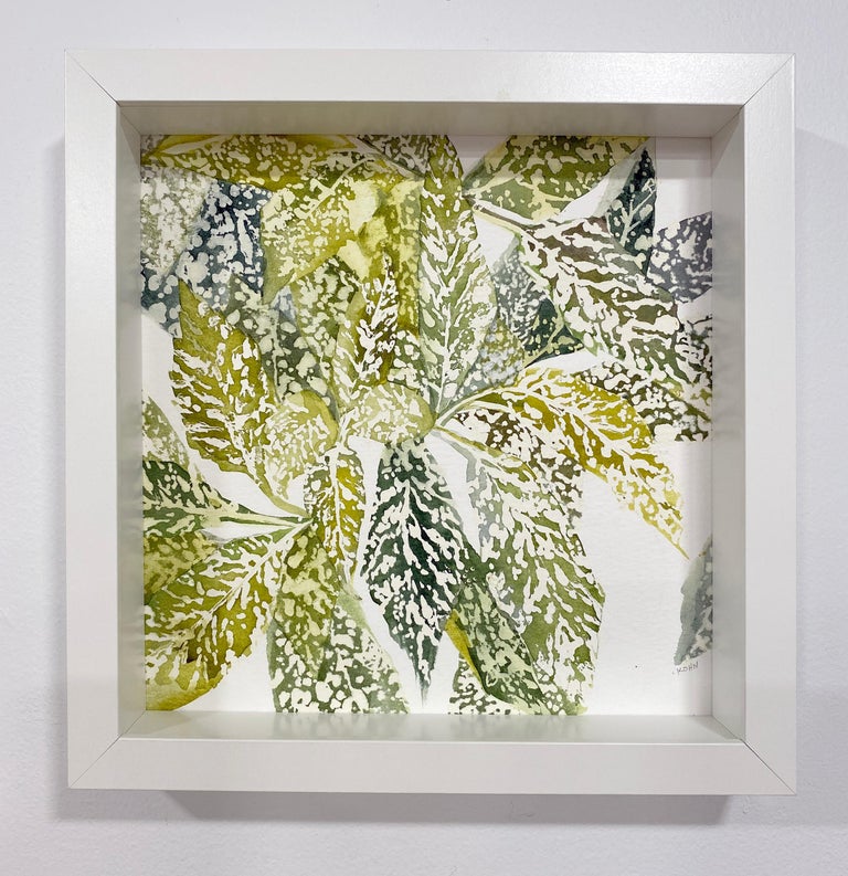 Plant Life #8 - contemporary botanical watercolor in green and yellow - Art by Rachel Kohn