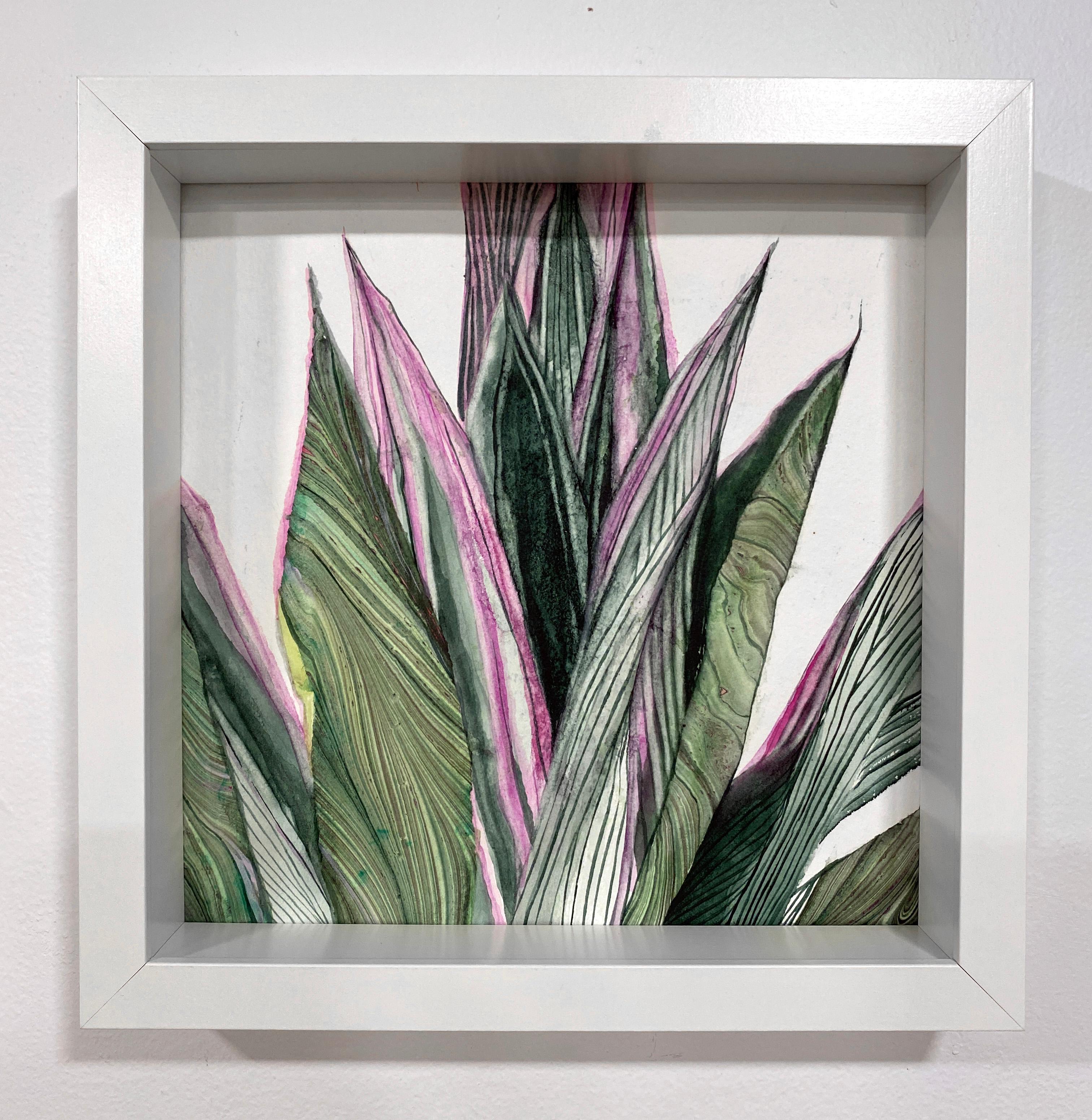 This beautiful pink and green plantlife painting allows you to explore the textures and patterns created by the hand marbeling process. 

Rachel Kohn, Marbled Plant Life, 2021, Watercolor and acrylic on paper, 9x9”, Framed dimensions: 10x10”

Artist