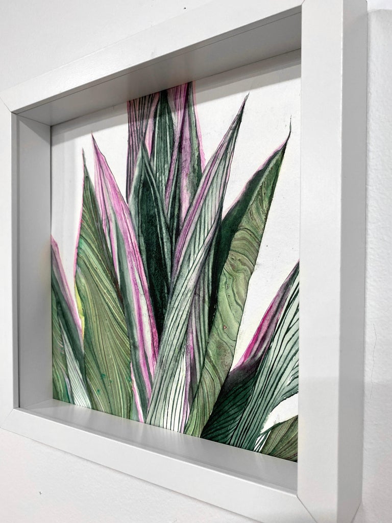 Marbled Plant Life - pink and green textural botanical by Rachel Kohn For Sale 2