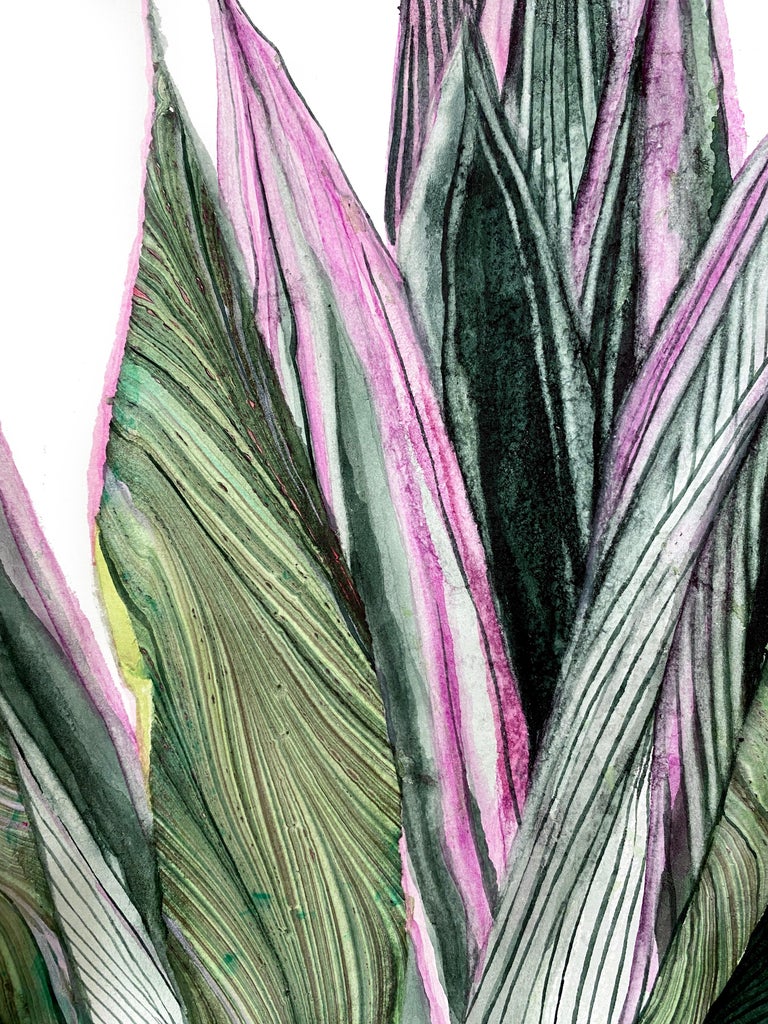 Marbled Plant Life - pink and green textural botanical by Rachel Kohn For Sale 3