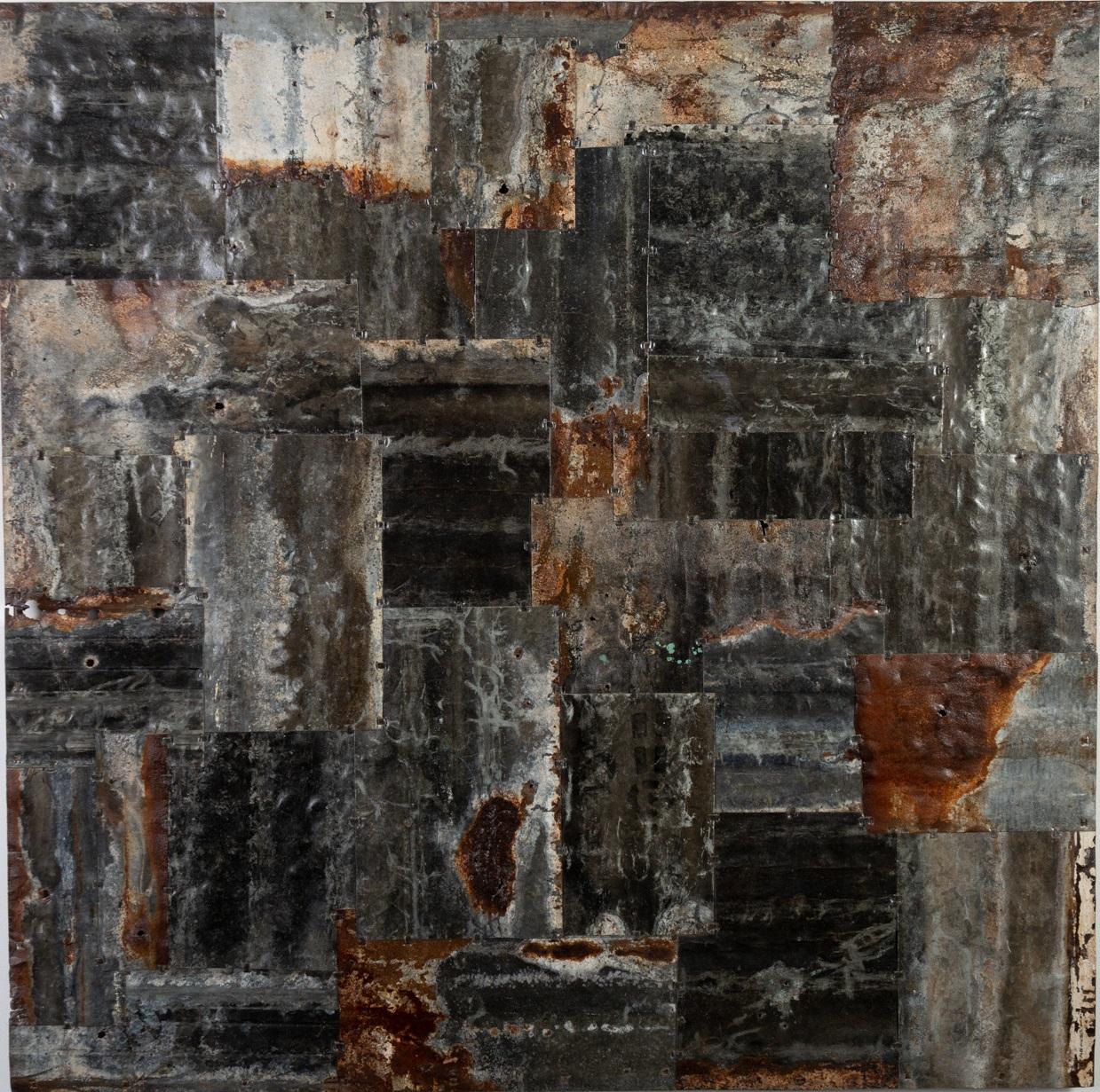 Mark Hilltout Abstract Painting - Abstract Metal "Black Square"