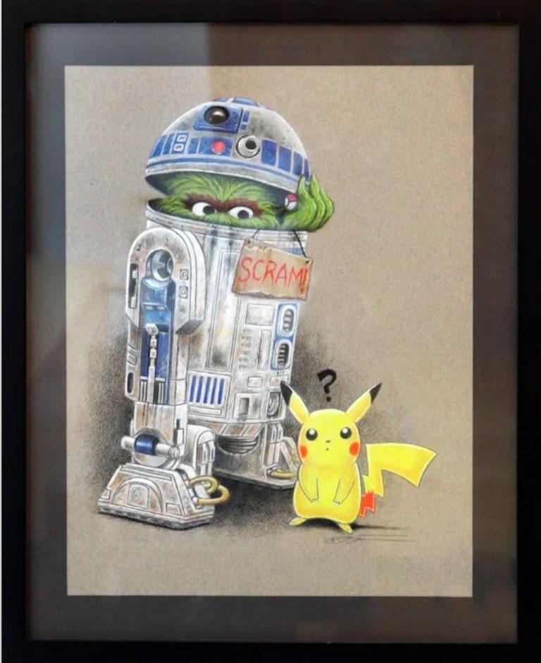 Disegno realistico di pop art, "Scram"