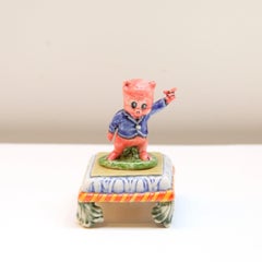 Used Ceramic Pop Art Porky With Plinth Sculpture