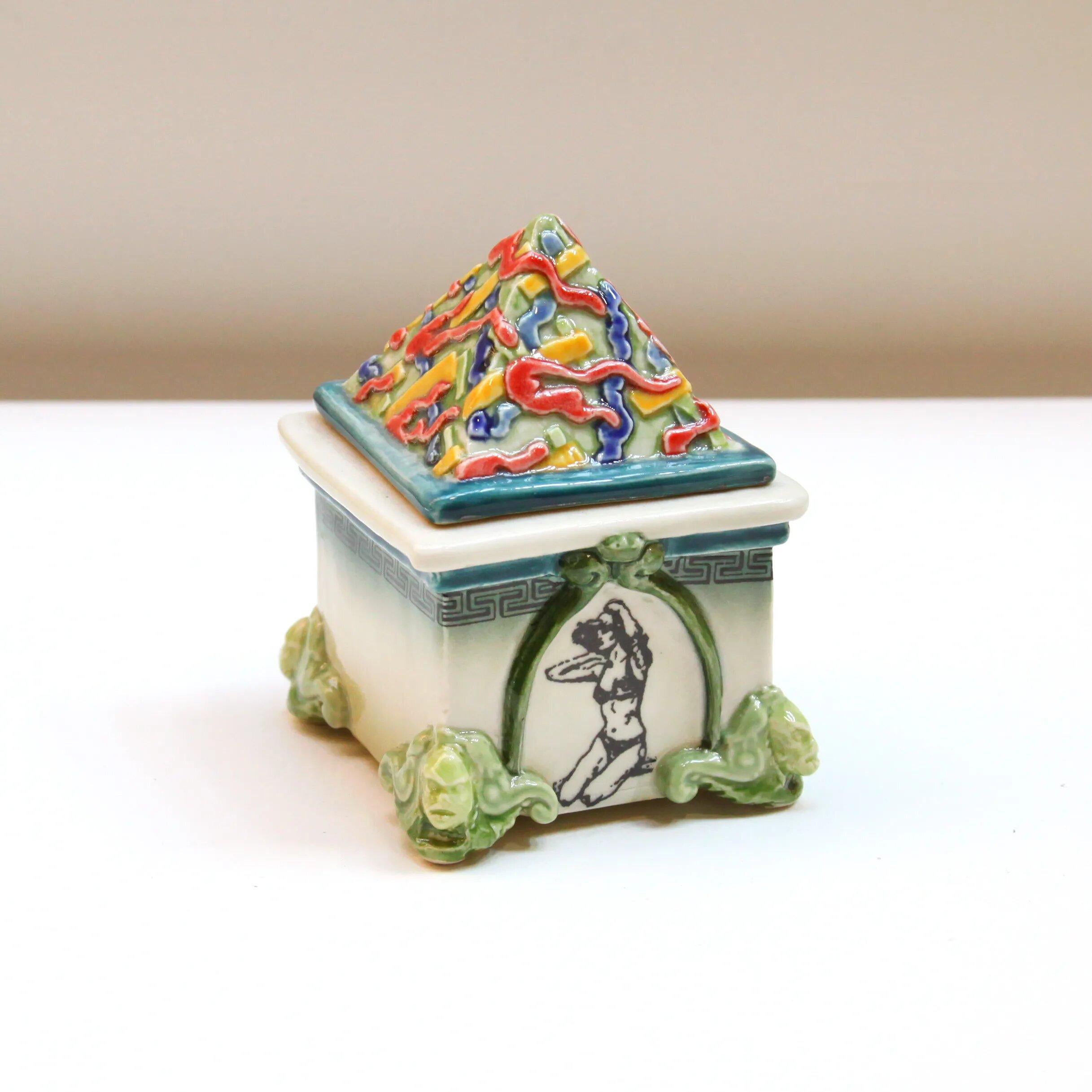 Ceramic Abstract Pyramid Lidded Container - Art by Ron Carlson