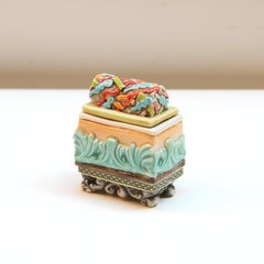Ceramic Abstract Colorful Filigree Lidded Container