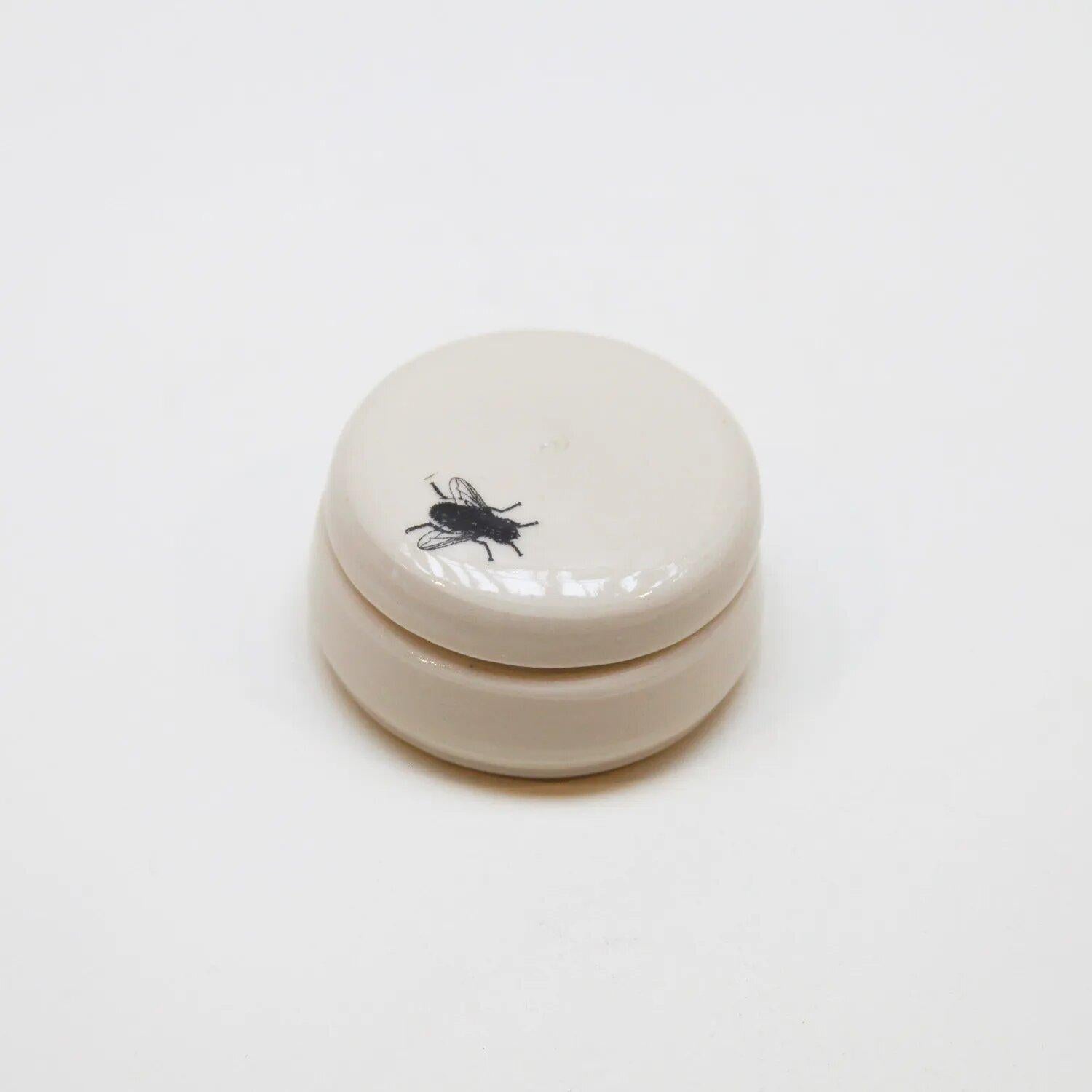 Functional Ceramic Mini Fly Lidded Container - Art by Ron Carlson