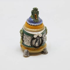 Used Ceramic Avant-Garde French Motif Lidded Jar