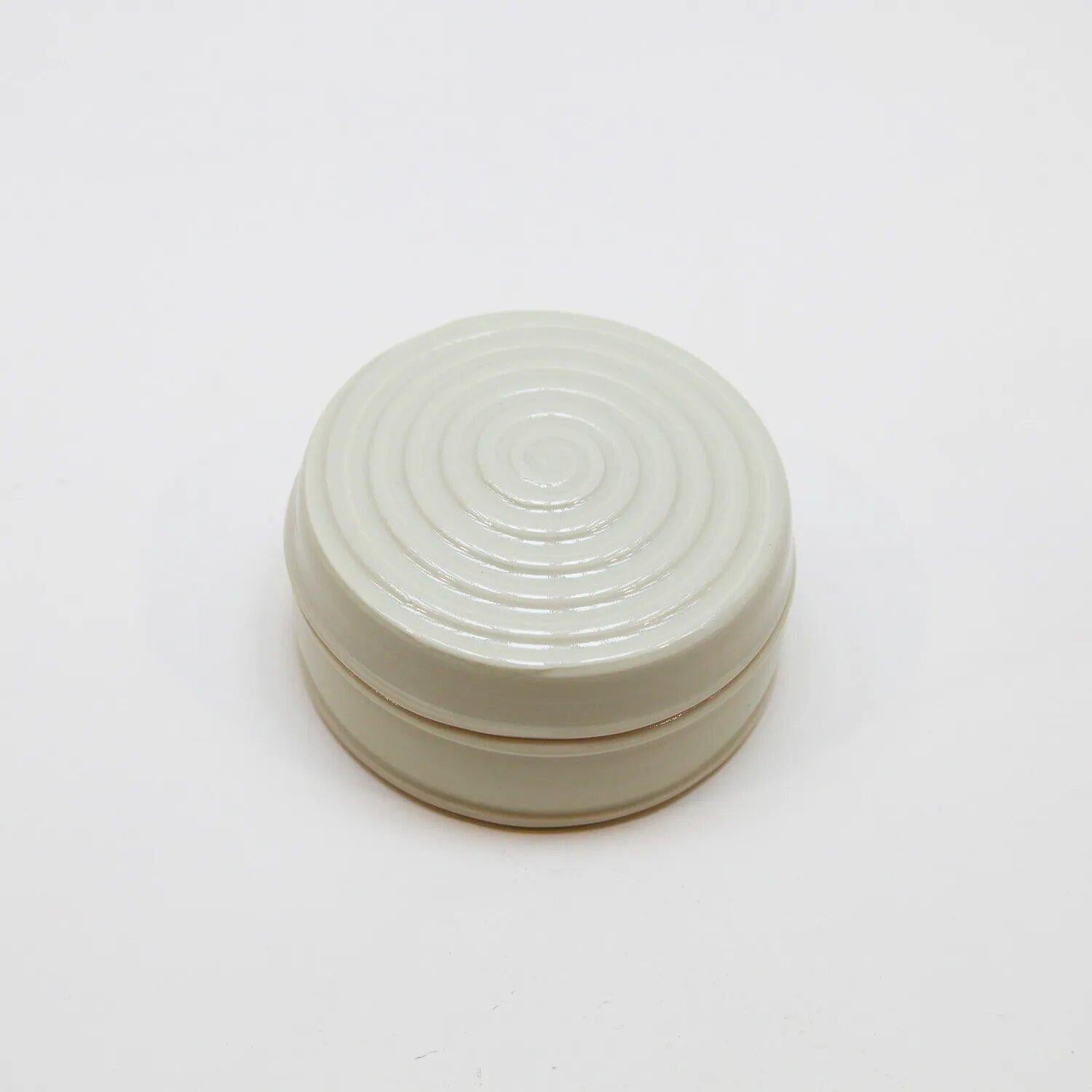 Ceramic White Functional Spiral Lidded Container  - Art by Ron Carlson