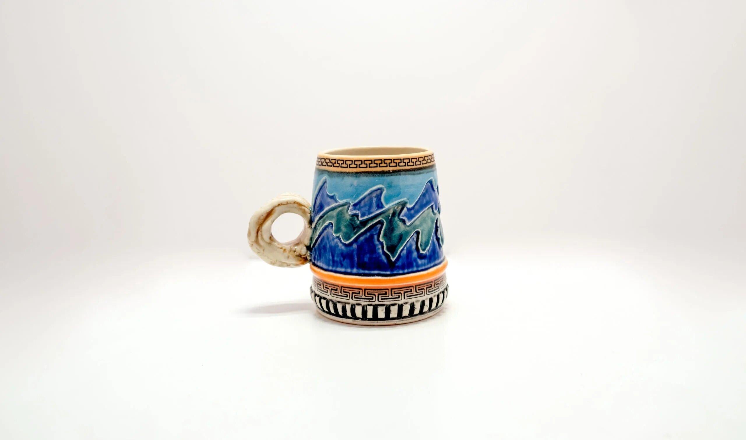 Ceramic Avant-Garde Wave Espresso Cup - Art by Ron Carlson