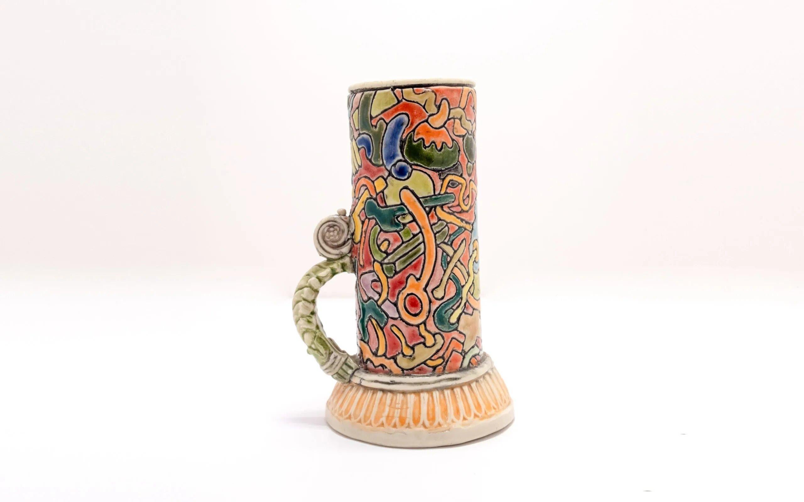 Ceramic Avant-Garde Carved Cup - Art by Ron Carlson