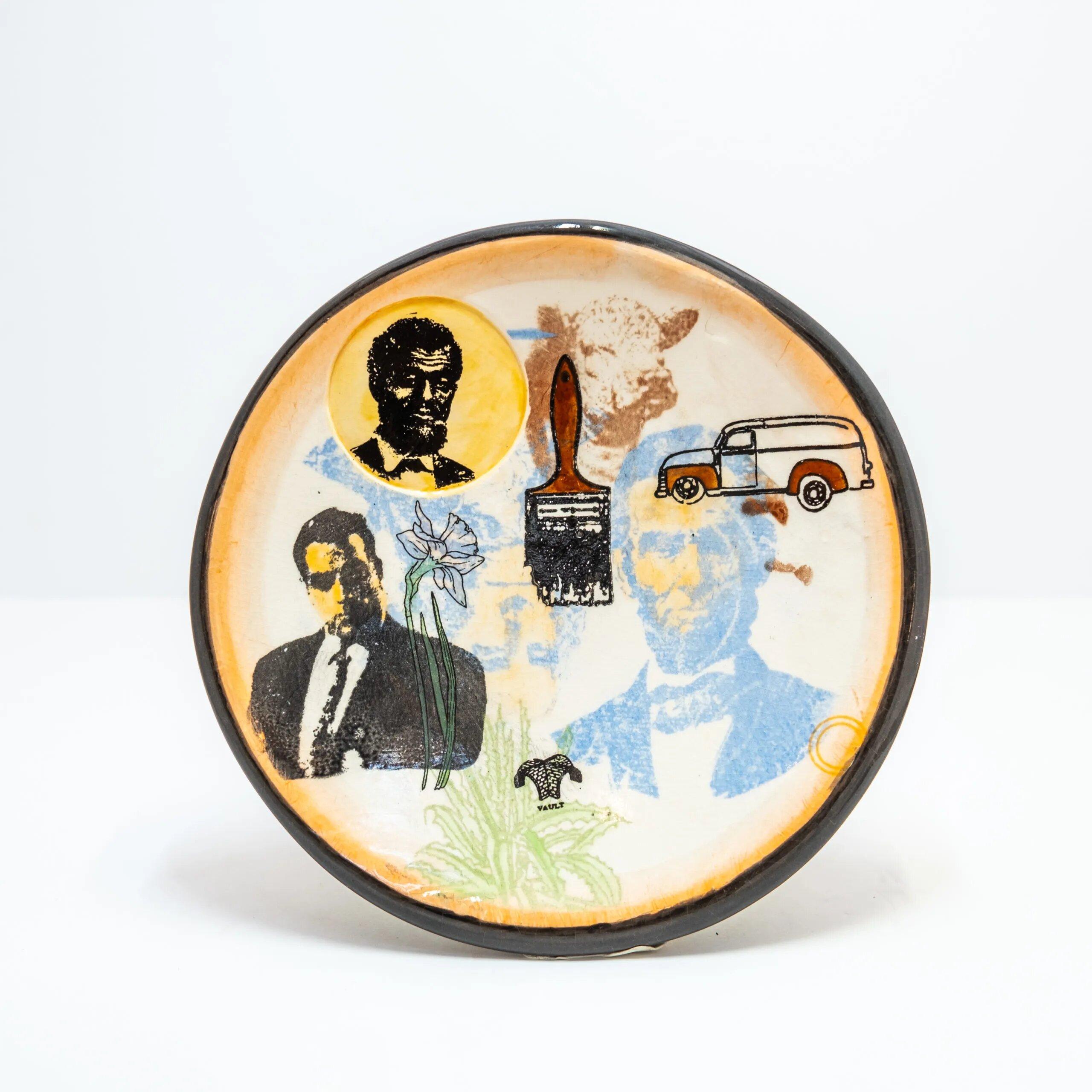 Ceramic Avant-Garde Lincoln Hanging Plate - Art by Ron Carlson