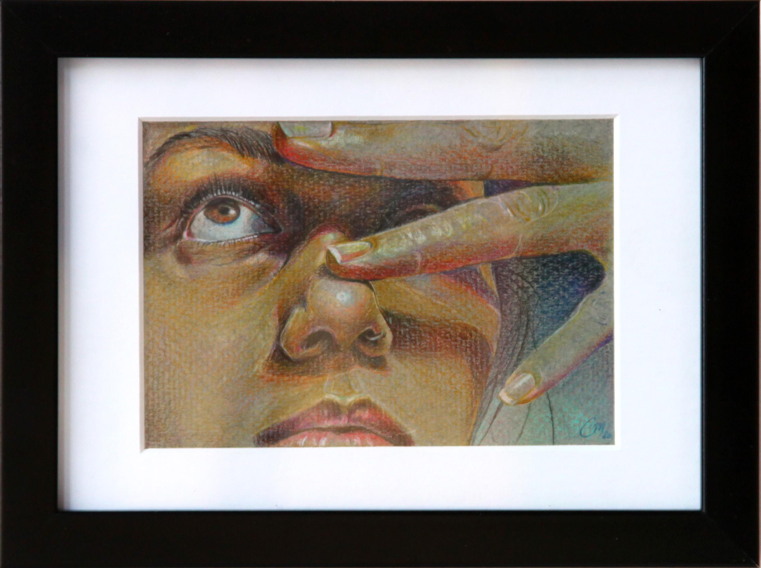 Small Colored Pencil Figurative Drawing, "Light" 2023