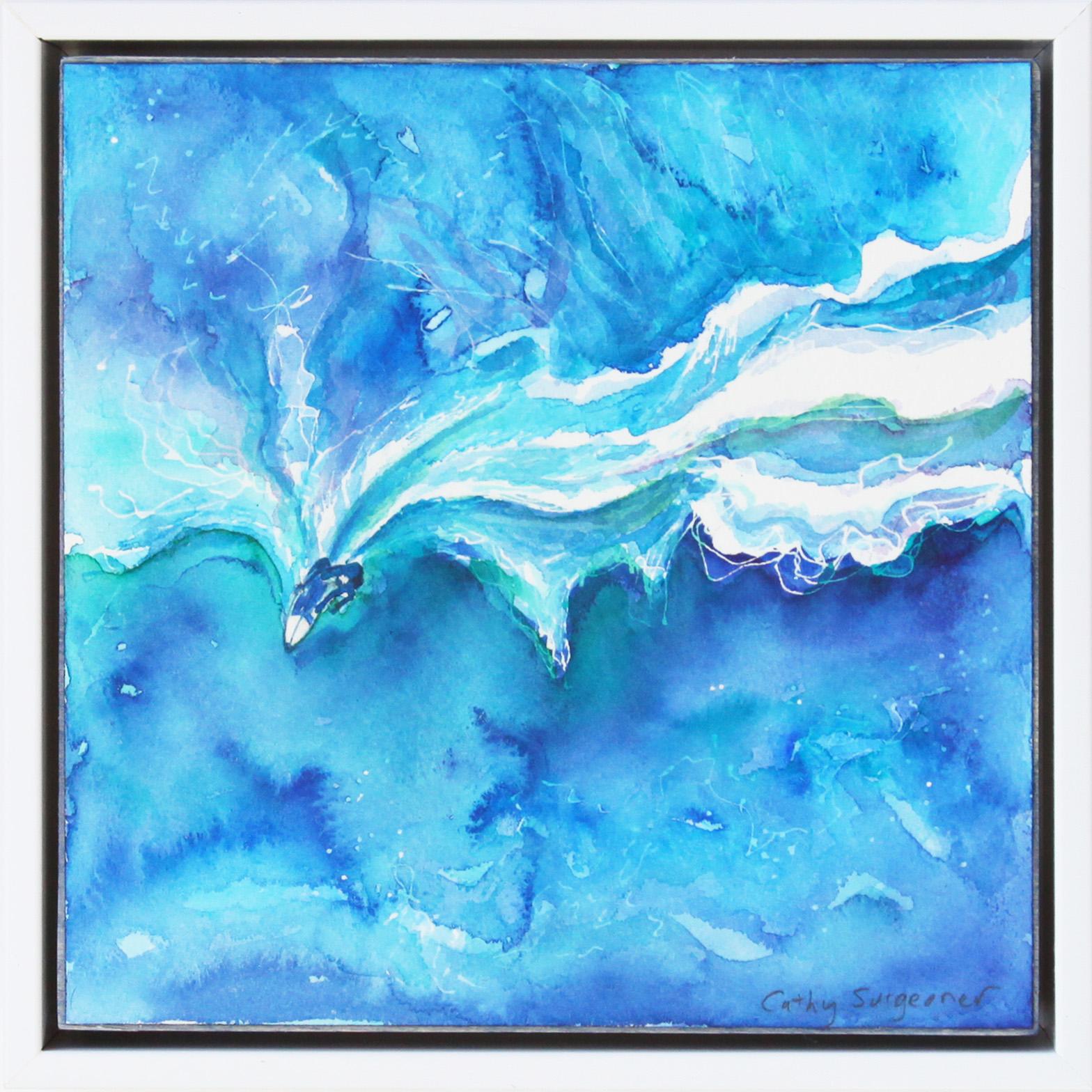 Cathy Surgeoner Deibler Landscape Art – Aquarell „Blauer Surf“ 2023, Meereslandschaft