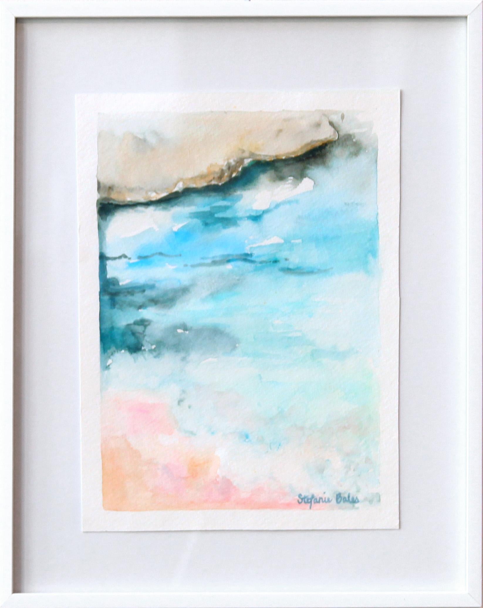 Stefanie Bales Abstract Drawing - An Abstract Impressionist Watercolor on Paper Landscape Painting, "Sea Dreams"