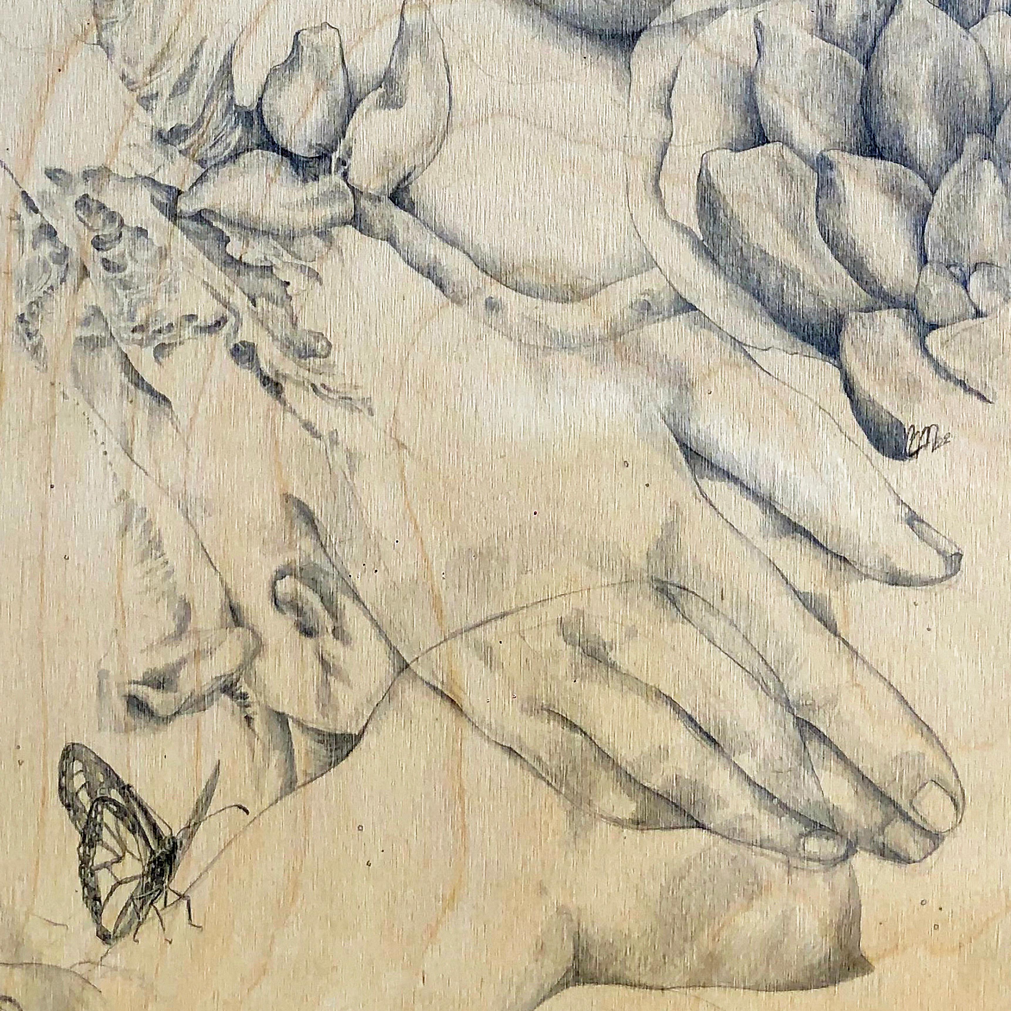 Graphite Drawing on Wood Titled, 