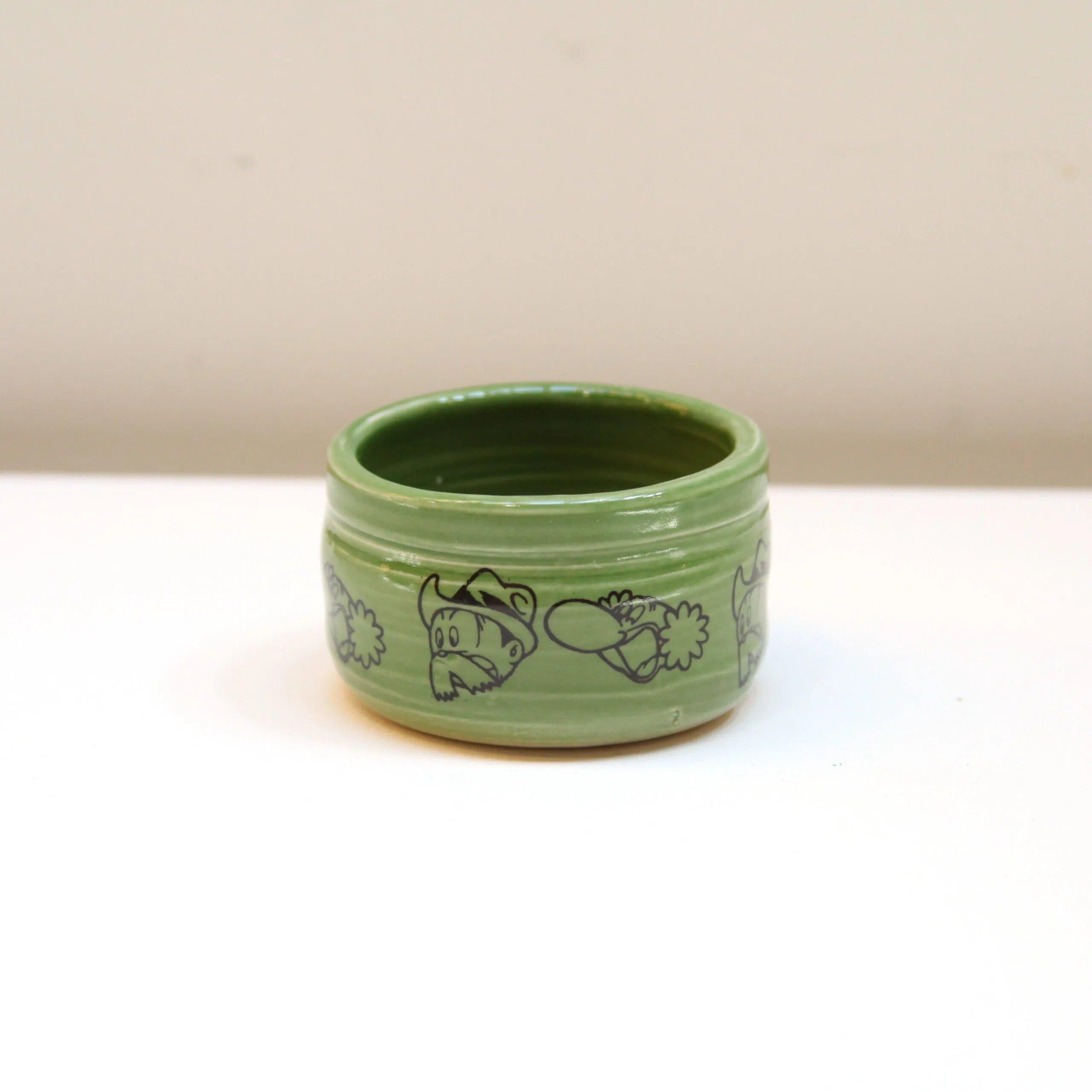 Ceramic Pop Art Small Green Lidded Container For Sale 1