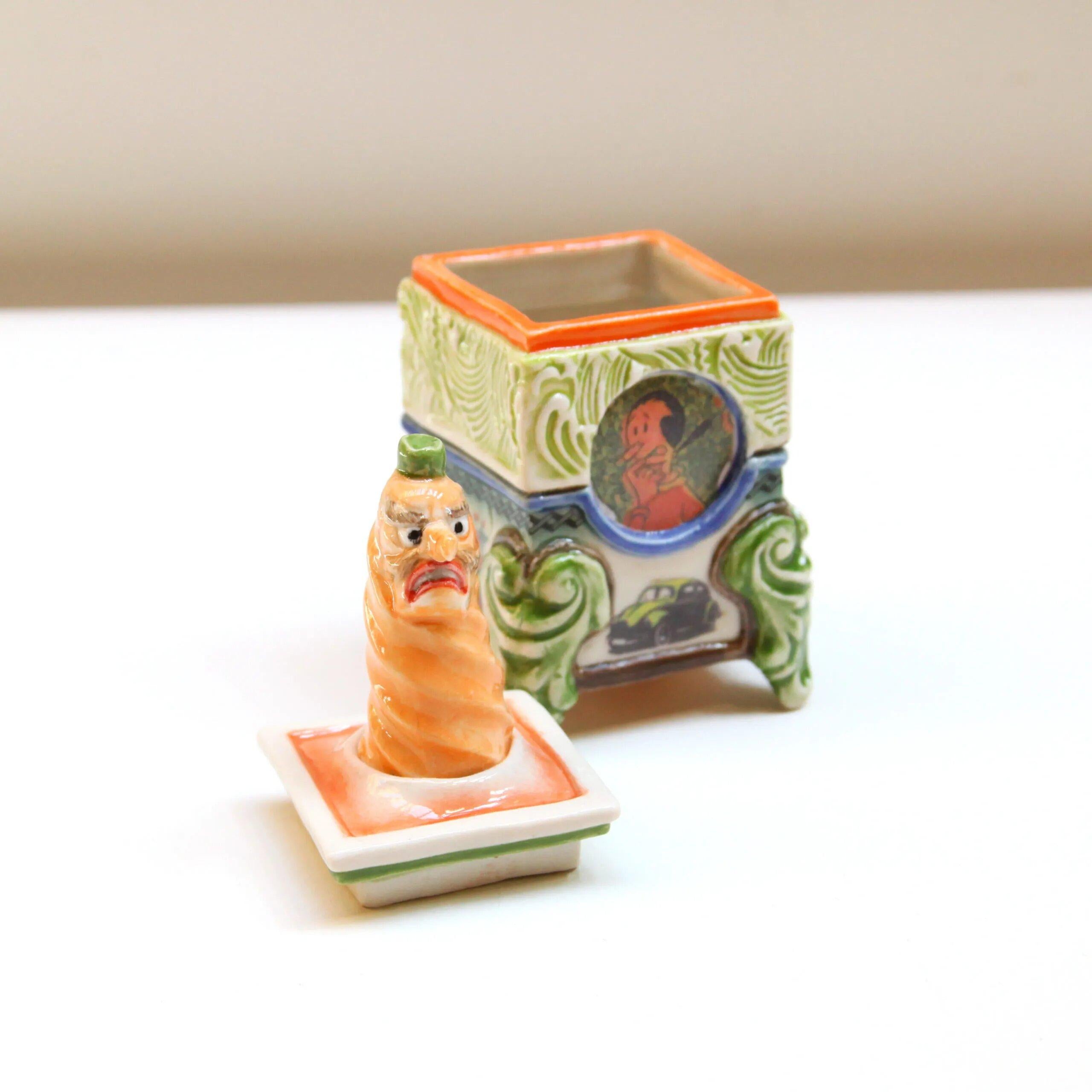 Scatola con coperchio in ceramica Pop Culture Olive Oyl - Art Pop Art di Ron Carlson