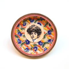 Face of a Lady Hanging Plate, Ceramic, Pop Art, 2010s, Signed, 5.75 in