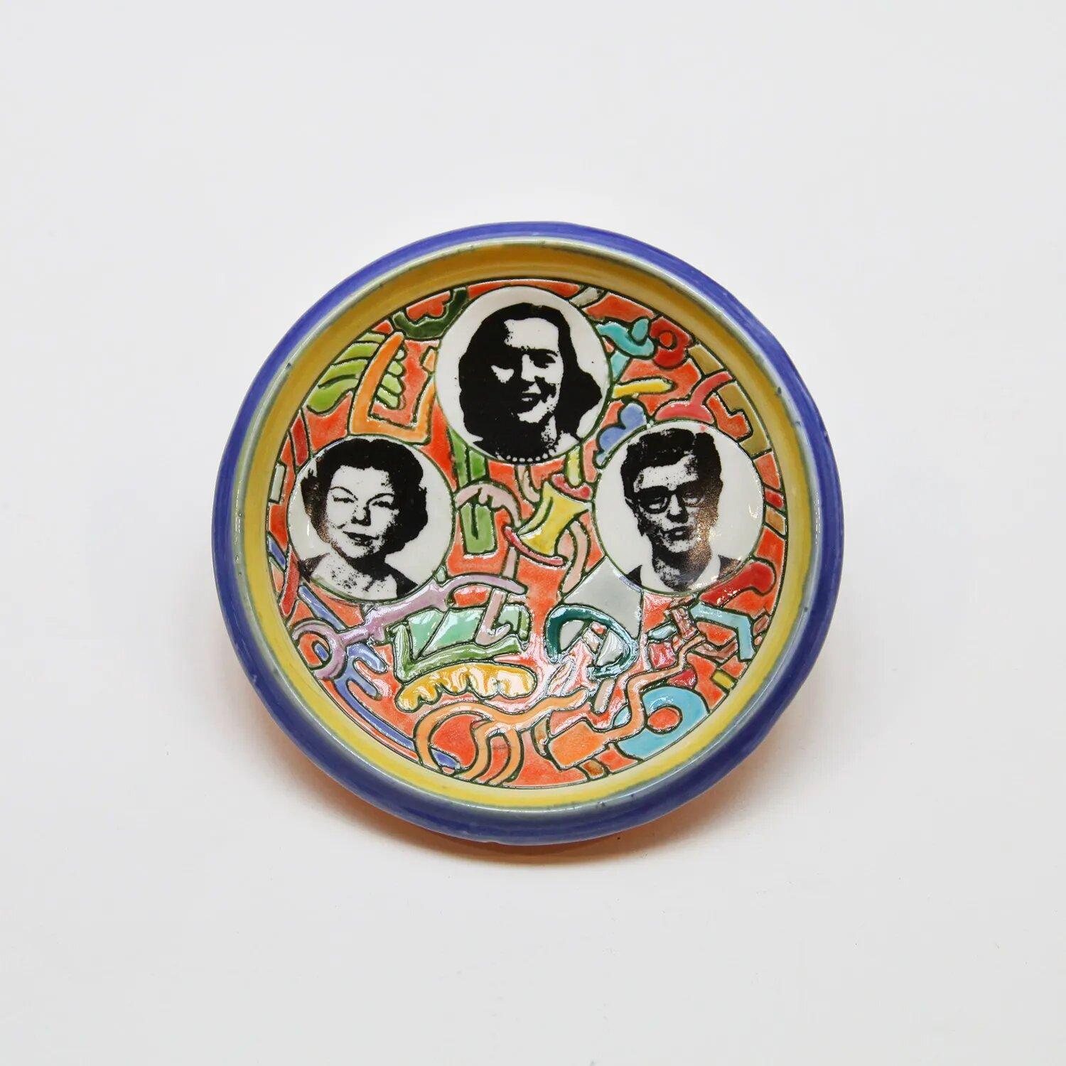 Ceramic Avant Garde Three Faces Hanging Plate - Pop Art Art by Ron Carlson