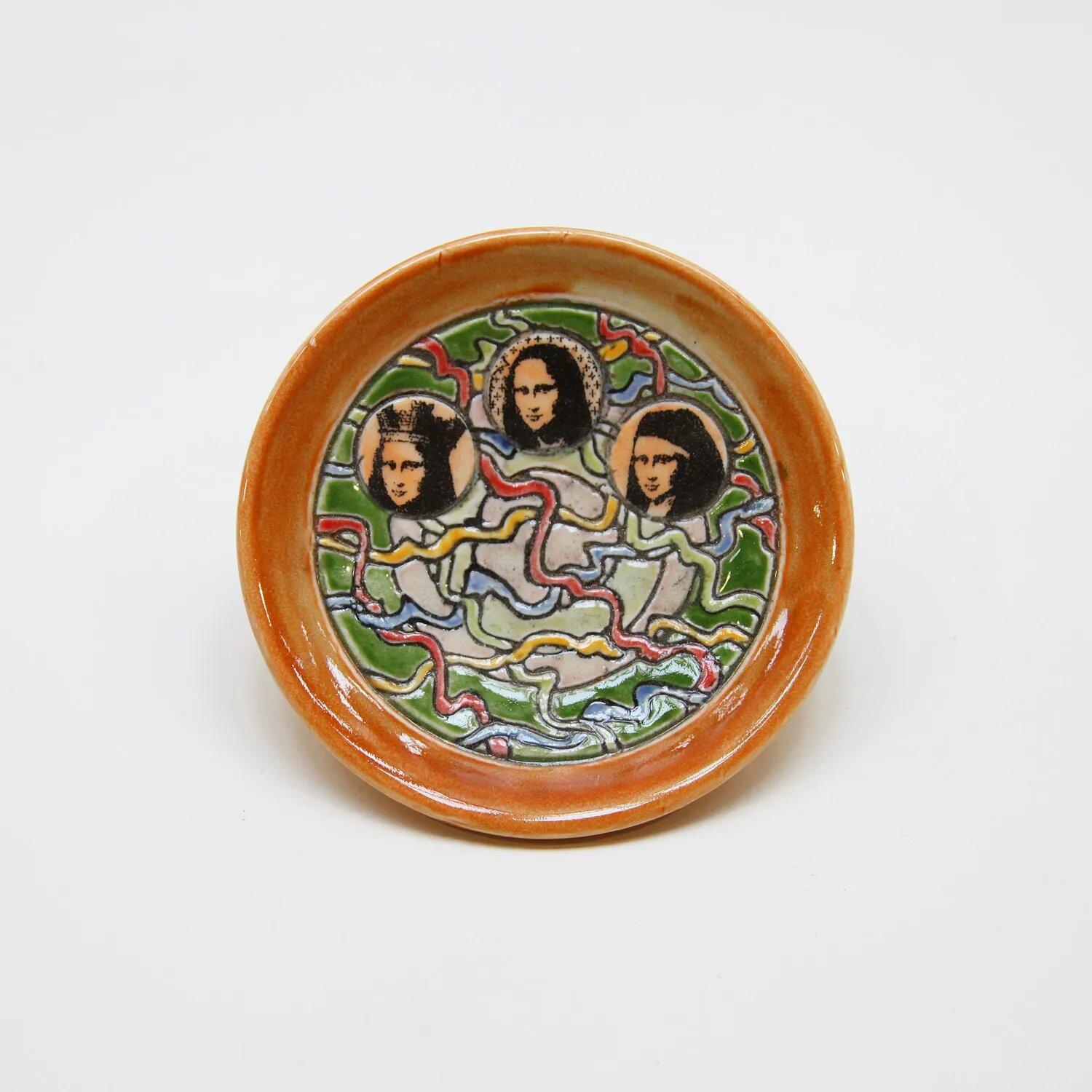 Assiette suspendue en céramique Pop Art Mona Lisa Trio en vente 1