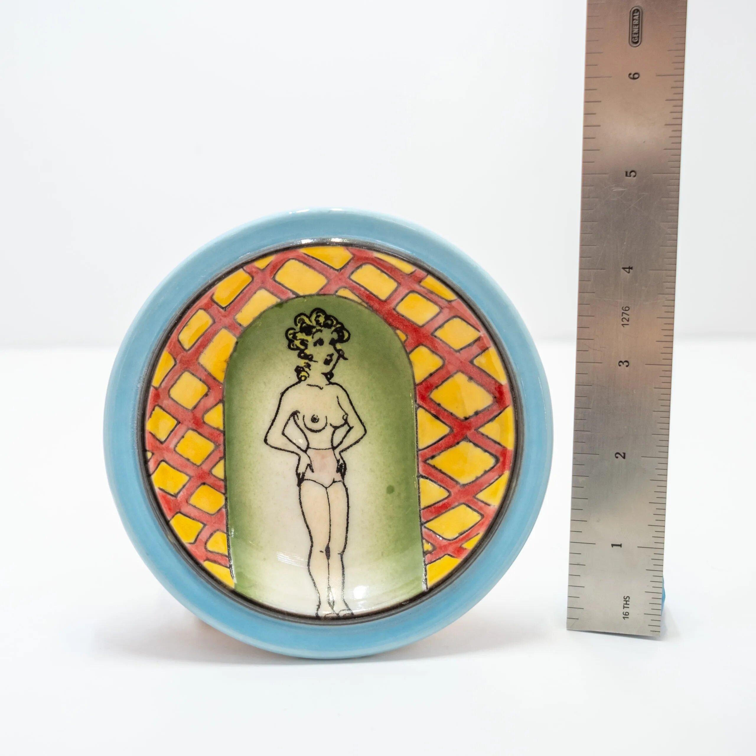 Ceramic Pop Art Checkered Nude Woman Hanging Plate 3