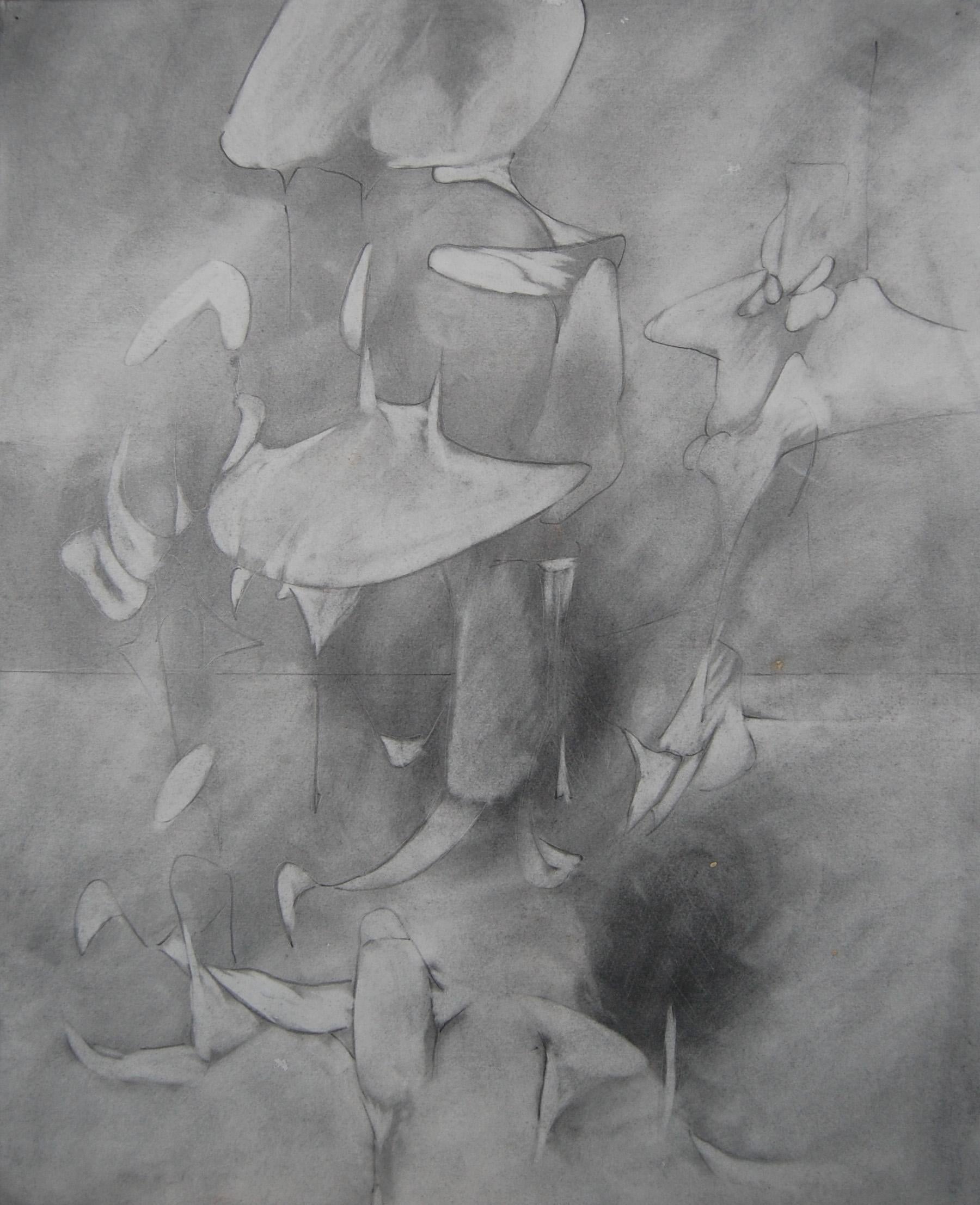 Abstract Drawing Daniel Ketelhut - Dessin abstrait, ""Étude au graphite pour le lâcher prise"".