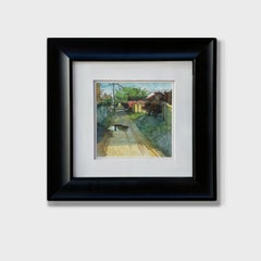 "After The Shower", Watercolor Painting, Impressionist Cityscape, Framed