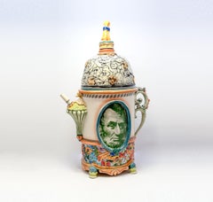 Used Americana Ceramic Teapot with Abraham Lincoln 