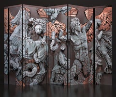 Victory War of Winged Giants Folding Screen Tempera Gold Bronze In Stock