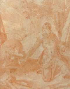 Saint Jerome in the Desert, Prague school sanguine drawing