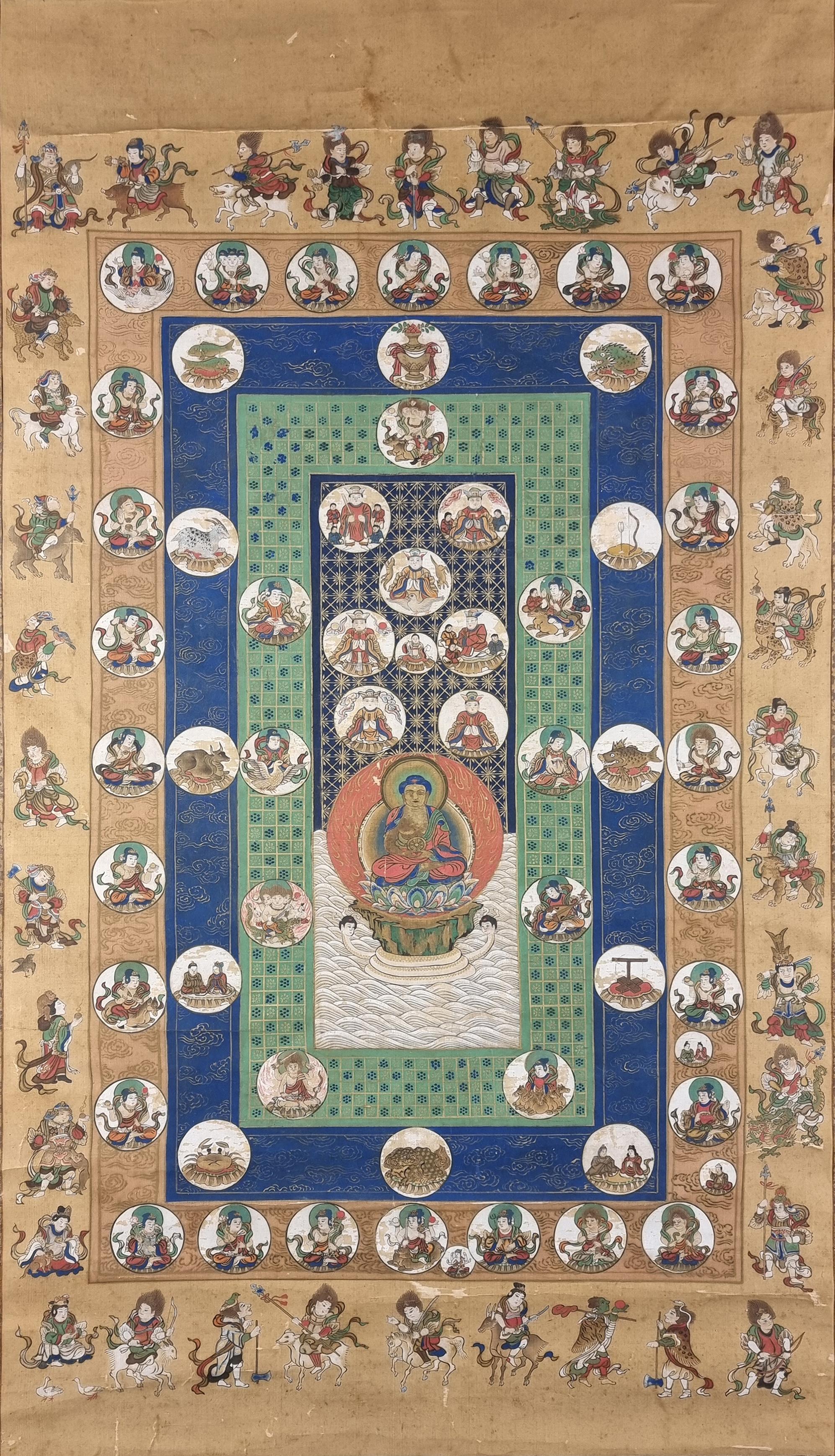 Large Tibetan Thangka depicting Buddha, 19th Century